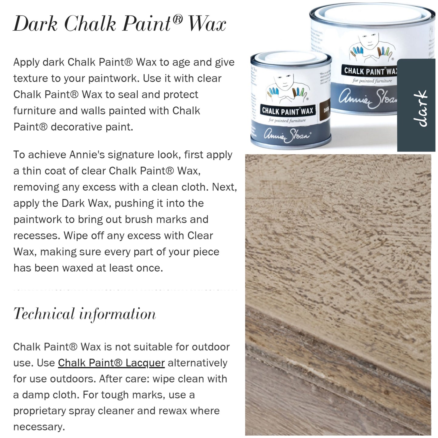 ANNIE SLOAN CHALK PAINT®️ WAX- DARK